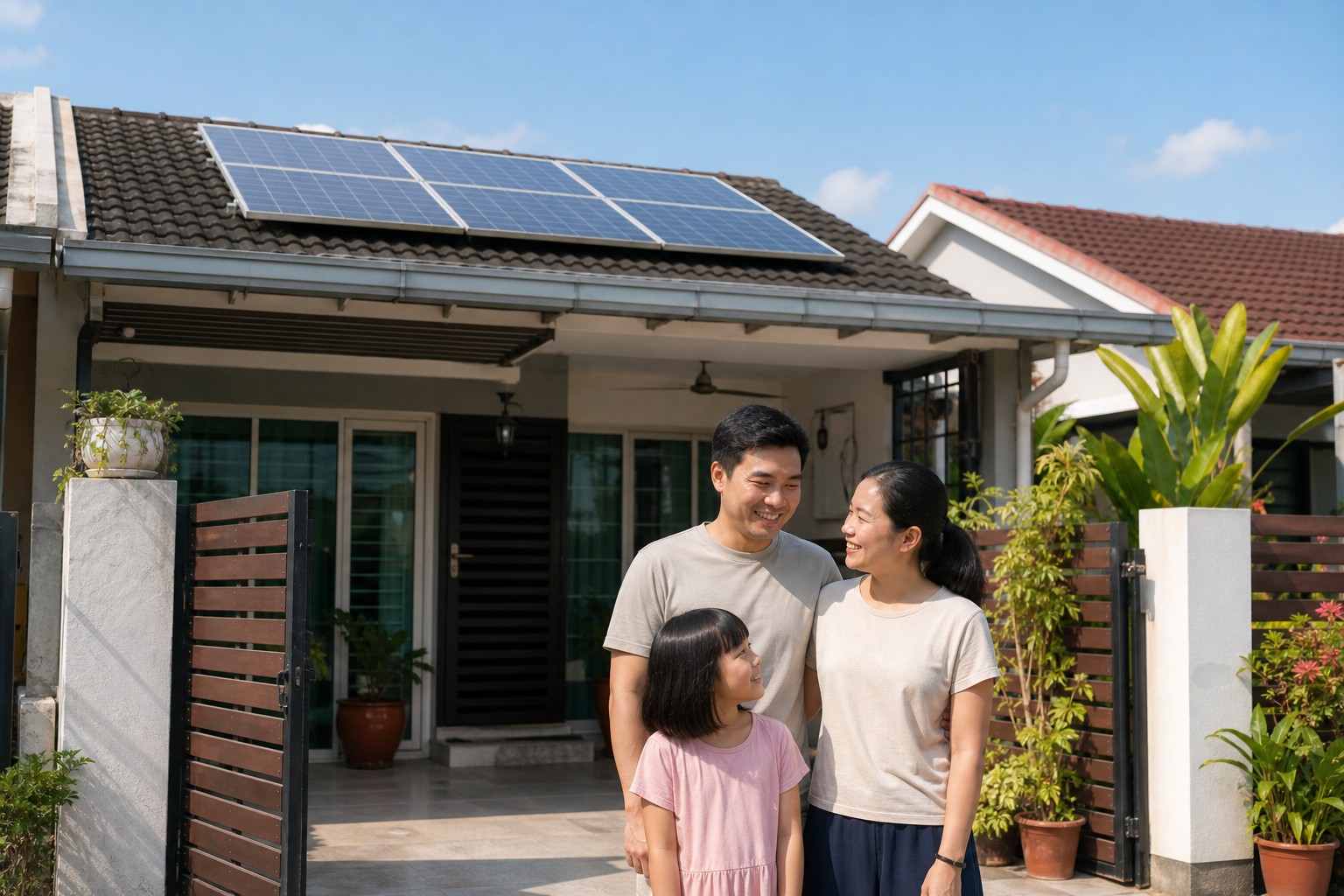 Family at home benefiting from lower electricity bills