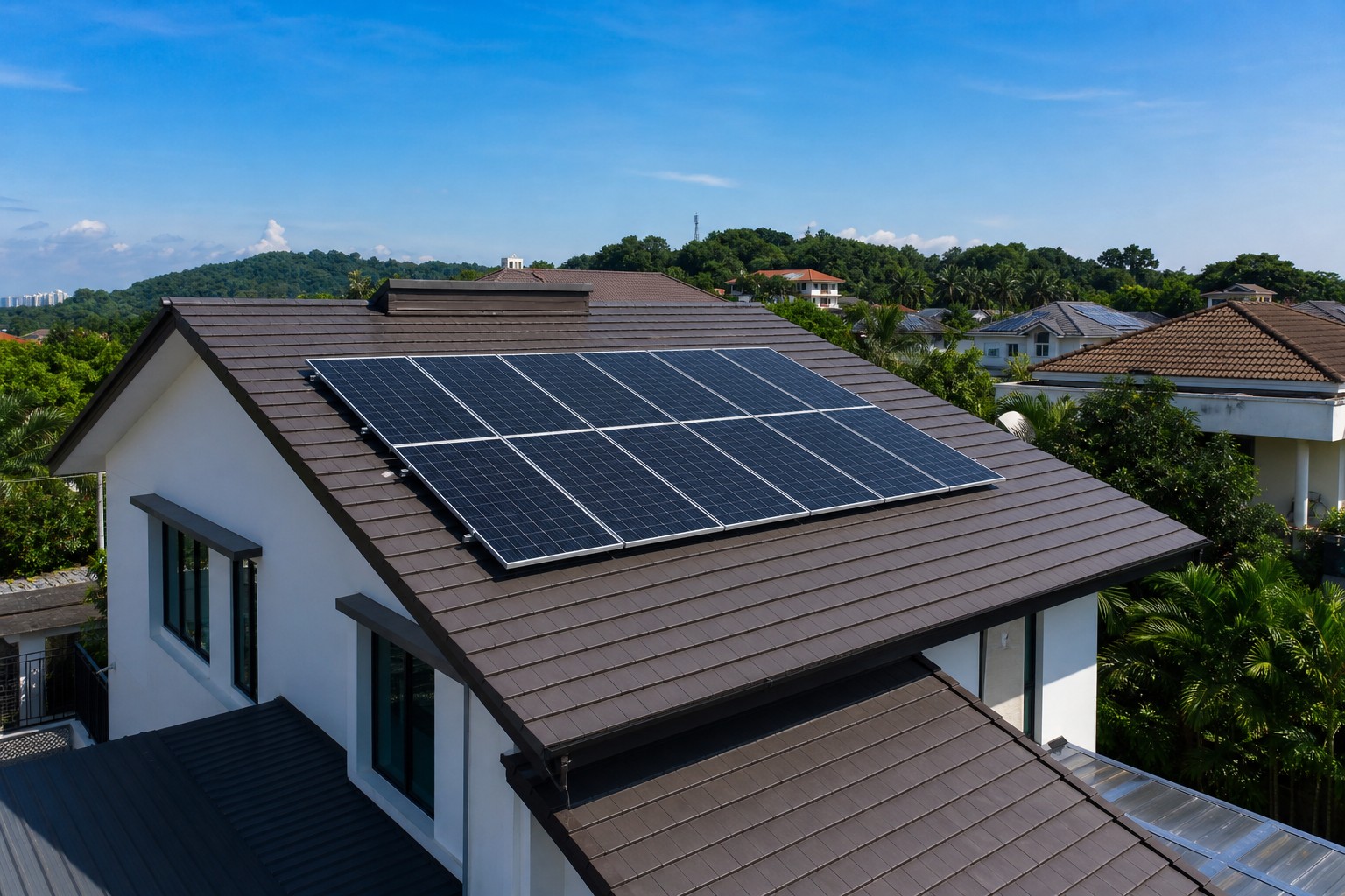 Modern Malaysian home with solar panels